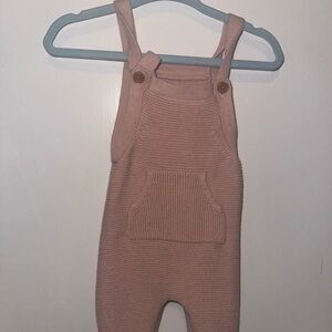 Kids Pink Knit Overalls